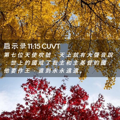 Picture 02 - 启 示 录 11:15 CUVT - 第 七 位 天 使 吹 號 ， 天 上 就 有 - Bible Verse Picture