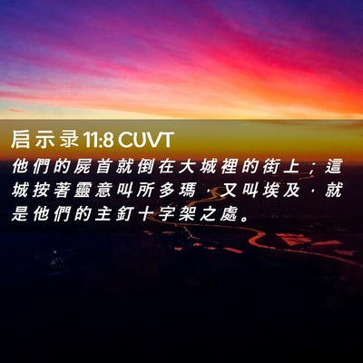 Picture 02 - 启 示 录 11:8 CUVT - 他 們 的 屍 首 就 倒 在 大 城 裡 的 - Bible Verse Picture