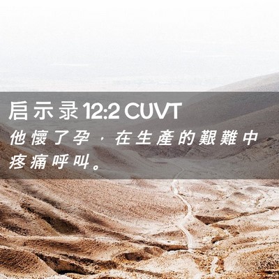 Picture 02 - 启 示 录 12:2 CUVT - 他 懷 了 孕 ， 在 生 產 的 艱 難 中 - Bible Verse Picture
