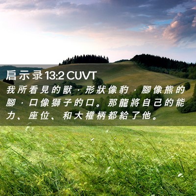 Picture 02 - 启 示 录 13:2 CUVT - 我 所 看 見 的 獸 ， 形 狀 像 豹 ， - Bible Verse Picture