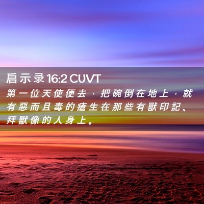 Picture 02 - 启 示 录 16:2 CUVT - 第 一 位 天 使 便 去 ， 把 碗 倒 在 - Bible Verse Picture