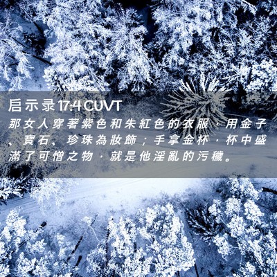 Picture 02 - 启 示 录 17:4 CUVT - 那 女 人 穿 著 紫 色 和 朱 紅 色 的 - Bible Verse Picture
