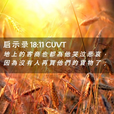 Picture 02 - 启 示 录 18:11 CUVT - 地 上 的 客 商 也 都 為 他 哭 泣 悲 - Bible Verse Picture