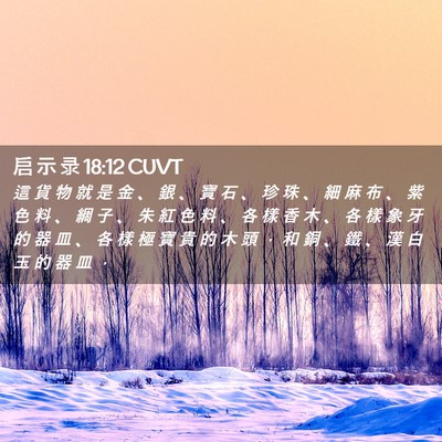 Picture 02 - 启 示 录 18:12 CUVT - 這 貨 物 就 是 金 、 銀 、 寶 石 、 - Bible Verse Picture