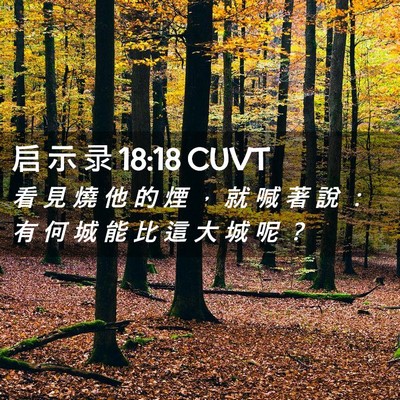 Picture 02 - 启 示 录 18:18 CUVT - 看 見 燒 他 的 煙 ， 就 喊 著 說 ： - Bible Verse Picture