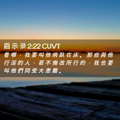 Picture 02 - 启 示 录 2:22 CUVT - 看 哪 ， 我 要 叫 他 病 臥 在 床 。 - Bible Verse Picture