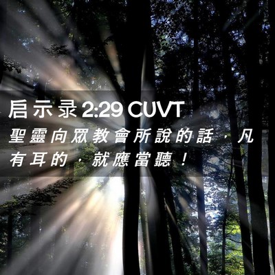 Picture 02 - 启 示 录 2:29 CUVT - 聖 靈 向 眾 教 會 所 說 的 話 ， 凡 - Bible Verse Picture