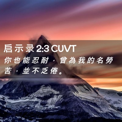 Picture 02 - 启 示 录 2:3 CUVT - 你 也 能 忍 耐 ， 曾 為 我 的 名 勞 - Bible Verse Picture