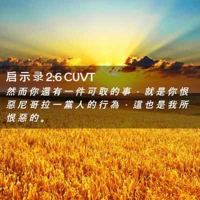 Picture 02 - 启 示 录 2:6 CUVT - 然 而 你 還 有 一 件 可 取 的 事 ， - Bible Verse Picture