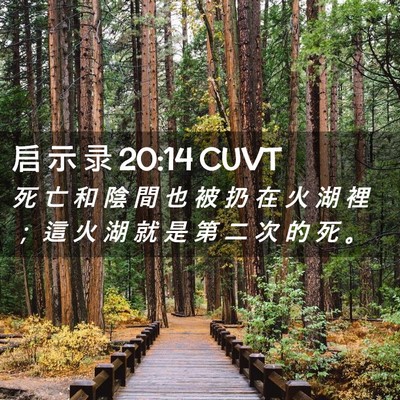 Picture 02 - 启 示 录 20:14 CUVT - 死 亡 和 陰 間 也 被 扔 在 火 湖 裡 - Bible Verse Picture