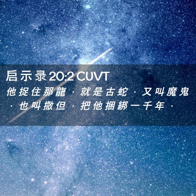 Picture 02 - 启 示 录 20:2 CUVT - 他 捉 住 那 龍 ， 就 是 古 蛇 ， 又 - Bible Verse Picture
