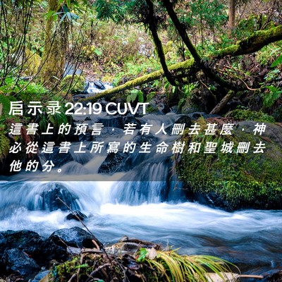 Picture 02 - 启 示 录 22:19 CUVT - 這 書 上 的 預 言 ， 若 有 人 刪 去 - Bible Verse Picture