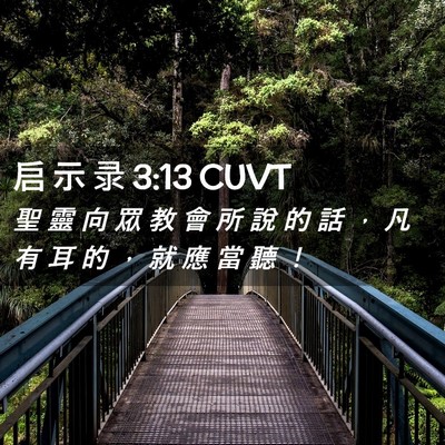 Picture 02 - 启 示 录 3:13 CUVT - 聖 靈 向 眾 教 會 所 說 的 話 ， 凡 - Bible Verse Picture