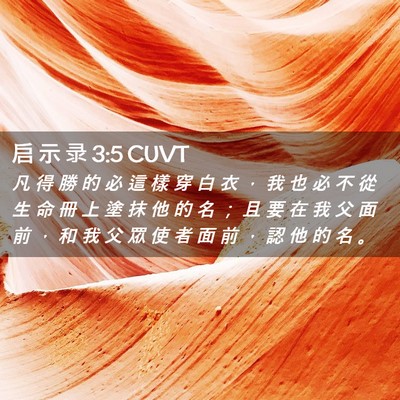 Picture 02 - 启 示 录 3:5 CUVT - 凡 得 勝 的 必 這 樣 穿 白 衣 ， 我 - Bible Verse Picture