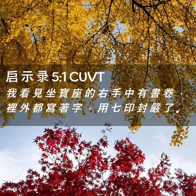 Picture 02 - 启 示 录 5:1 CUVT - 我 看 見 坐 寶 座 的 右 手 中 有 書 - Bible Verse Picture