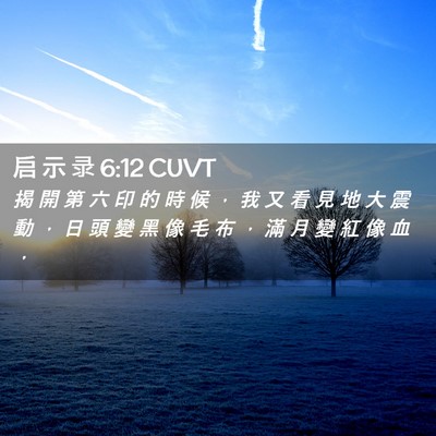 Picture 02 - 启 示 录 6:12 CUVT - 揭 開 第 六 印 的 時 候 ， 我 又 看 - Bible Verse Picture