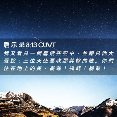 Picture 02 - 启 示 录 8:13 CUVT - 我 又 看 見 一 個 鷹 飛 在 空 中 ， - Bible Verse Picture