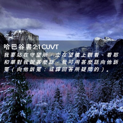 Picture 02 - 哈 巴 谷 書 2:1 CUVT - 我 要 站 在 守 望 所 ， 立 在 望 樓 - Bible Verse Picture