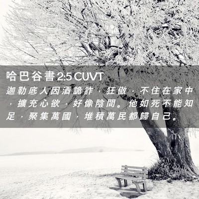 Picture 02 - 哈 巴 谷 書 2:5 CUVT - 迦 勒 底 人 因 酒 詭 詐 ， 狂 傲 ， - Bible Verse Picture