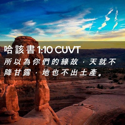 Picture 02 - 哈 該 書 1:10 CUVT - 所 以 為 你 們 的 緣 故 ， 天 就 不 - Bible Verse Picture