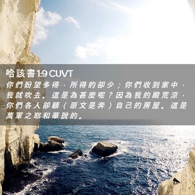Picture 02 - 哈 該 書 1:9 CUVT - 你 們 盼 望 多 得 ， 所 得 的 卻 少 - Bible Verse Picture