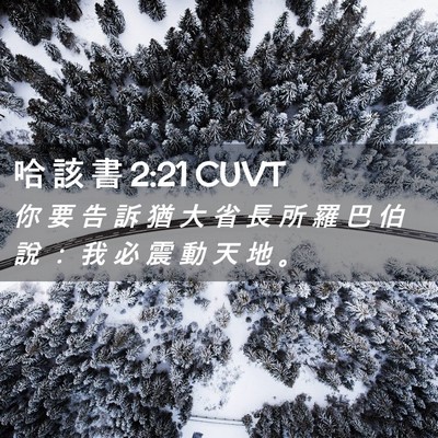 Picture 02 - 哈 該 書 2:21 CUVT - 你 要 告 訴 猶 大 省 長 所 羅 巴 伯 - Bible Verse Picture