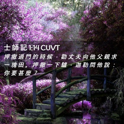 Picture 02 - 士 師 記 1:14 CUVT - 押 撒 過 門 的 時 候 ， 勸 丈 夫 向 - Bible Verse Picture