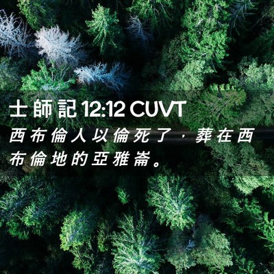Picture 02 - 士 師 記 12:12 CUVT - 西 布 倫 人 以 倫 死 了 ， 葬 在 西 - Bible Verse Picture