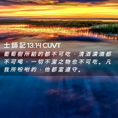 Picture 02 - 士 師 記 13:14 CUVT - 葡 萄 樹 所 結 的 都 不 可 吃 ， 清 - Bible Verse Picture