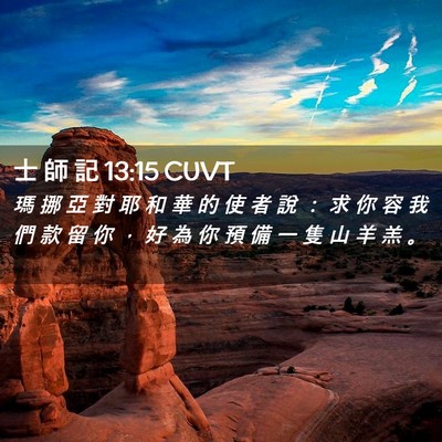 Picture 02 - 士 師 記 13:15 CUVT - 瑪 挪 亞 對 耶 和 華 的 使 者 說 ： - Bible Verse Picture