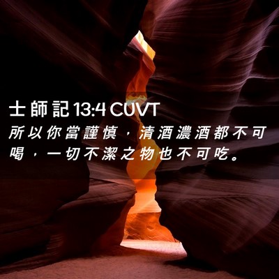 Picture 02 - 士 師 記 13:4 CUVT - 所 以 你 當 謹 慎 ， 清 酒 濃 酒 都 - Bible Verse Picture