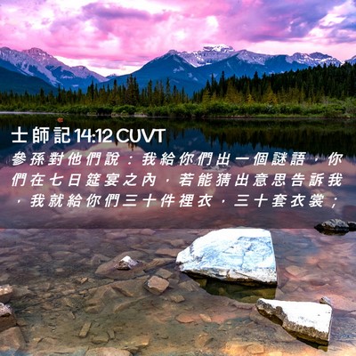 Picture 02 - 士 師 記 14:12 CUVT - 參 孫 對 他 們 說 ： 我 給 你 們 出 - Bible Verse Picture