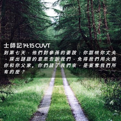 Picture 02 - 士 師 記 14:15 CUVT - 到 第 七 天 ， 他 們 對 參 孫 的 妻 - Bible Verse Picture