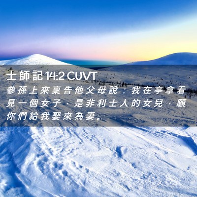Picture 02 - 士 師 記 14:2 CUVT - 參 孫 上 來 稟 告 他 父 母 說 ： 我 - Bible Verse Picture