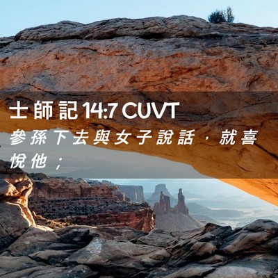Picture 02 - 士 師 記 14:7 CUVT - 參 孫 下 去 與 女 子 說 話 ， 就 喜 - Bible Verse Picture