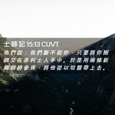 Picture 02 - 士 師 記 15:13 CUVT - 他 們 說 ： 我 們 斷 不 殺 你 ， 只 - Bible Verse Picture