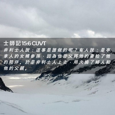 Picture 02 - 士 師 記 15:6 CUVT - 非 利 士 人 說 ： 這 事 是 誰 做 的 - Bible Verse Picture