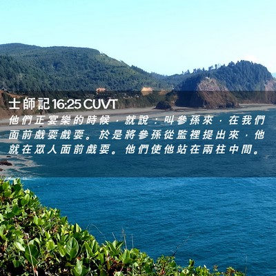 Picture 02 - 士 師 記 16:25 CUVT - 他 們 正 宴 樂 的 時 候 ， 就 說 ： - Bible Verse Picture