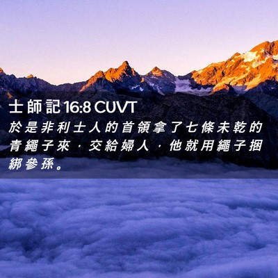 Picture 02 - 士 師 記 16:8 CUVT - 於 是 非 利 士 人 的 首 領 拿 了 七 - Bible Verse Picture