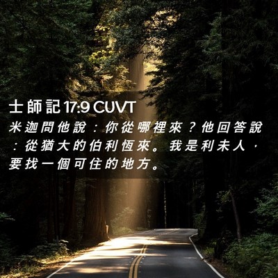 Picture 02 - 士 師 記 17:9 CUVT - 米 迦 問 他 說 ： 你 從 哪 裡 來 ？ - Bible Verse Picture