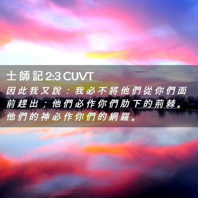 Picture 02 - 士 師 記 2:3 CUVT - 因 此 我 又 說 ： 我 必 不 將 他 們 - Bible Verse Picture
