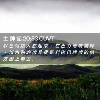 Picture 02 - 士 師 記 20:33 CUVT - 以 色 列 眾 人 都 起 來 ， 在 巴 力 - Bible Verse Picture