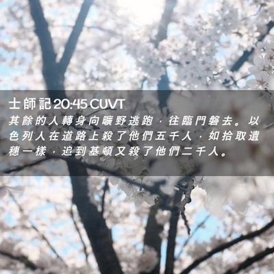 Picture 02 - 士 師 記 20:45 CUVT - 其 餘 的 人 轉 身 向 曠 野 逃 跑 ， - Bible Verse Picture
