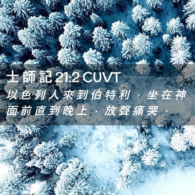 Picture 02 - 士 師 記 21:2 CUVT - 以 色 列 人 來 到 伯 特 利 ， 坐 在 - Bible Verse Picture
