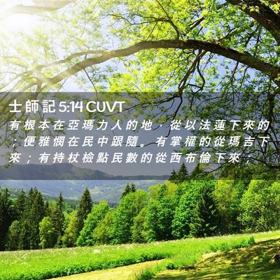 Picture 02 - 士 師 記 5:14 CUVT - 有 根 本 在 亞 瑪 力 人 的 地 ， 從 - Bible Verse Picture