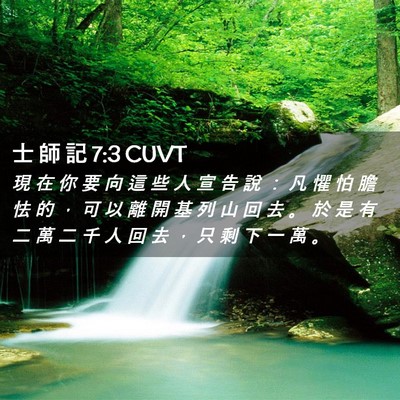 Picture 02 - 士 師 記 7:3 CUVT - 現 在 你 要 向 這 些 人 宣 告 說 ： - Bible Verse Picture