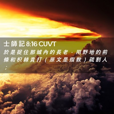 Picture 02 - 士 師 記 8:16 CUVT - 於 是 捉 住 那 城 內 的 長 老 ， 用 - Bible Verse Picture