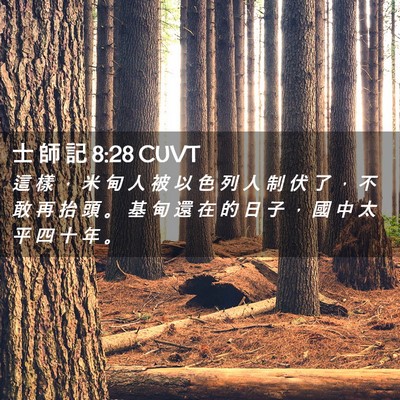 Picture 02 - 士 師 記 8:28 CUVT - 這 樣 ， 米 甸 人 被 以 色 列 人 制 - Bible Verse Picture