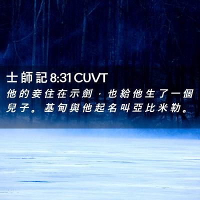 Picture 02 - 士 師 記 8:31 CUVT - 他 的 妾 住 在 示 劍 ， 也 給 他 生 - Bible Verse Picture