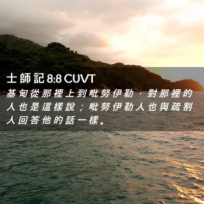 Picture 02 - 士 師 記 8:8 CUVT - 基 甸 從 那 裡 上 到 毗 努 伊 勒 ， - Bible Verse Picture